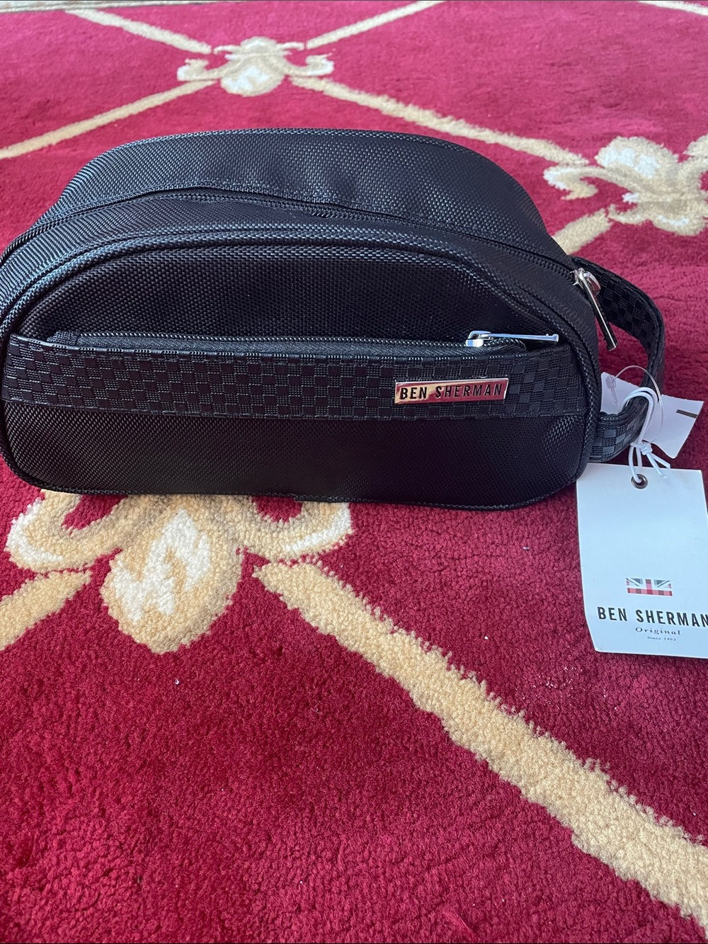 Ben Sherman Black Textured Men's Toiletry Bag